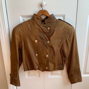 Distressed Leather Bomber Jacket